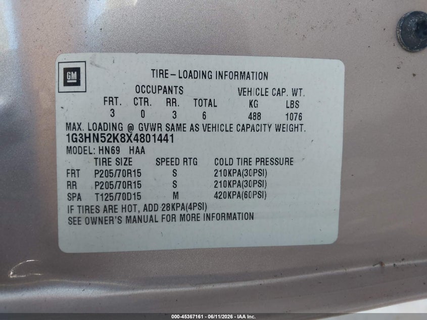 1999 Oldsmobile Eighty-Eight Ls VIN: 1G3HN52K8X4801441 Lot: 45367161