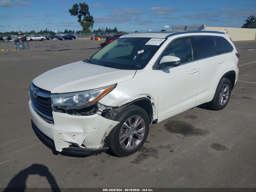 Vin: 5tdkkrfh7fs075983, lot: 45865895, toyota highlander xle v6 20152