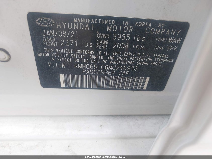 2021 HYUNDAI IONIQ HYBRID BLUE — Photo 9