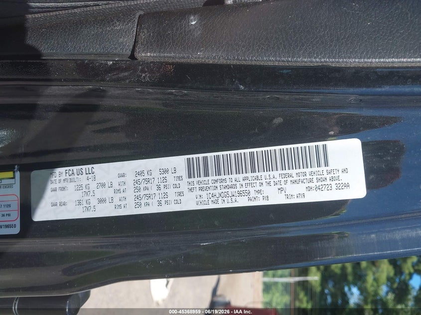 2018 Jeep Wrangler Unlimited Sport S 4X4 VIN: 1C4HJXDG5JW196550 Lot: 45368959