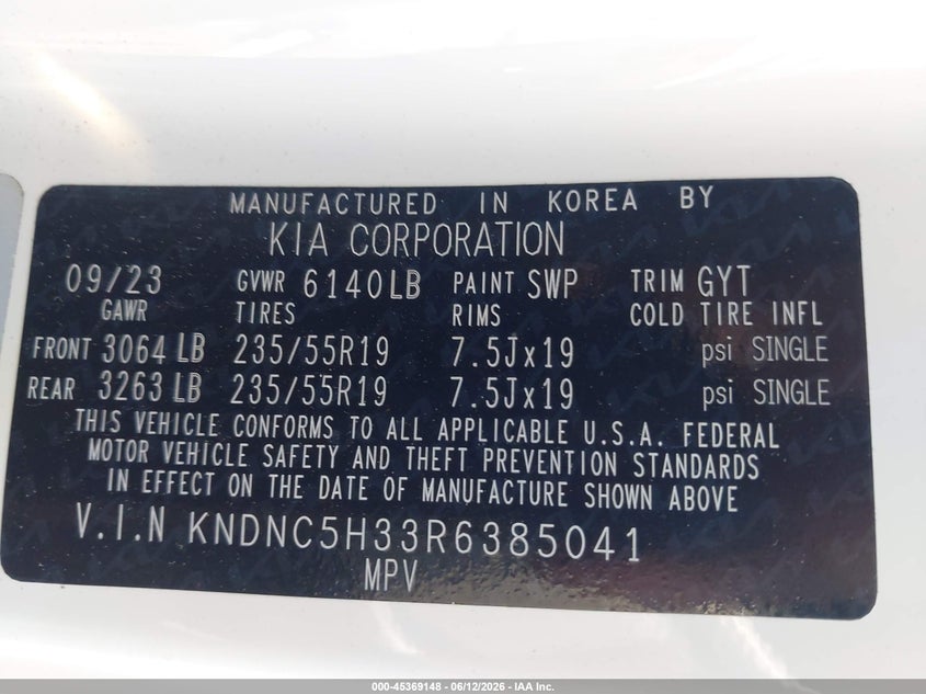 2024 Kia Carnival Mpv Ex VIN: KNDNC5H33R6385041 Lot: 45369148