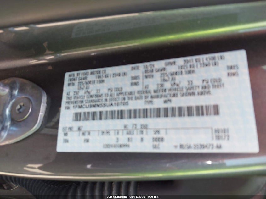 2025 Ford Escape St-Line VIN: 1FMCU9MN5SUA10705 Lot: 45369658