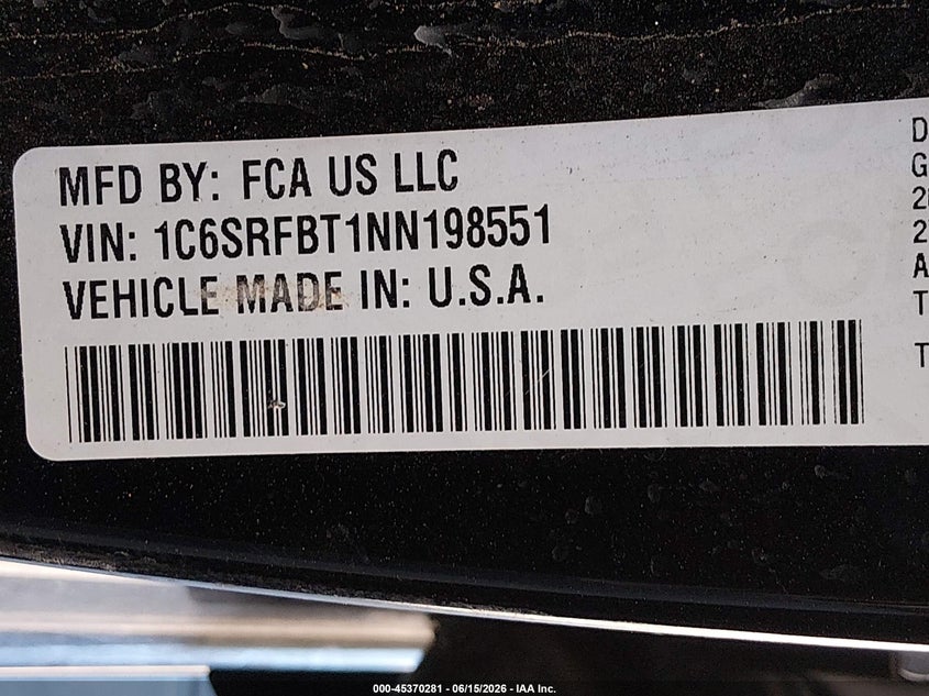 2022 RAM 1500 TRUCK 5.7L V-8 VVT, 395HP