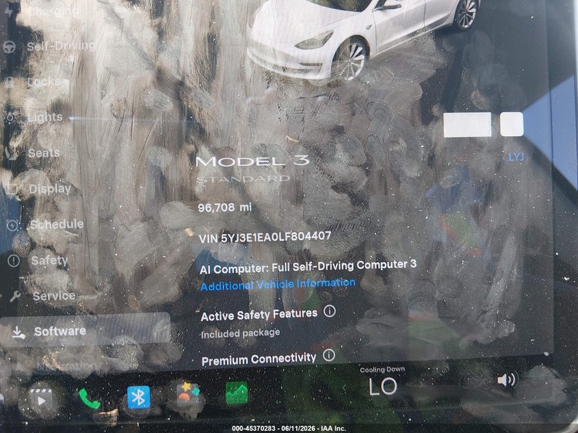 TESLA MODEL 3 2020 VIN 5YJ3E1EA0LF804407