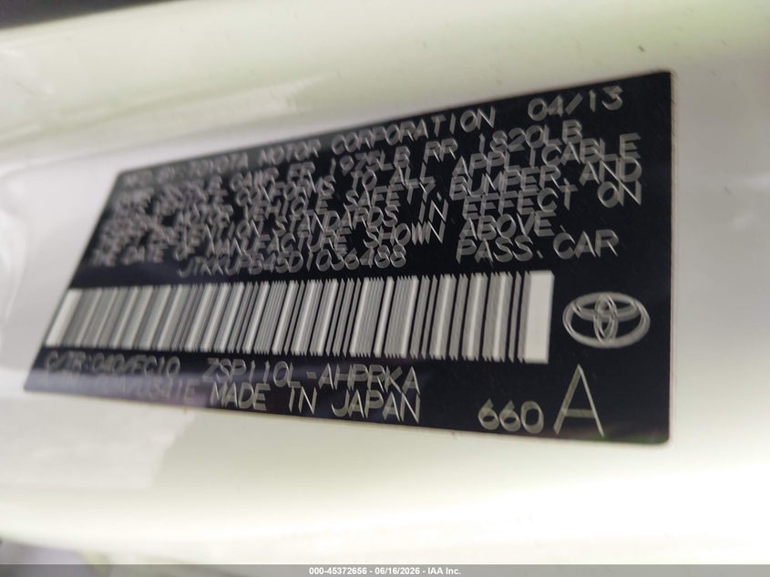 2013 Scion Xd VIN: JTKKUPB45D1036488 Lot: 45372656