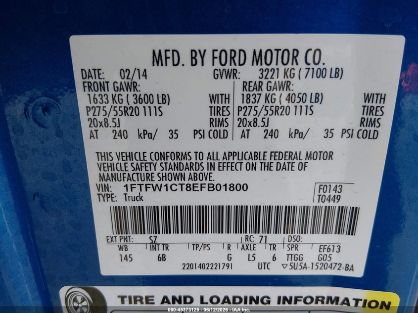 2014 FORD F-150 TRUCK 3.5L V-6 DI, DOHC, VVT, TURBO, 365HP