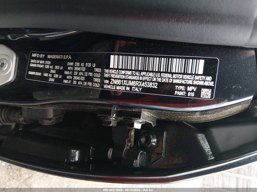 2024 Maserati Levante Gt Ultima VIN: ZN661XUM6RX453832 Lot: 45373658