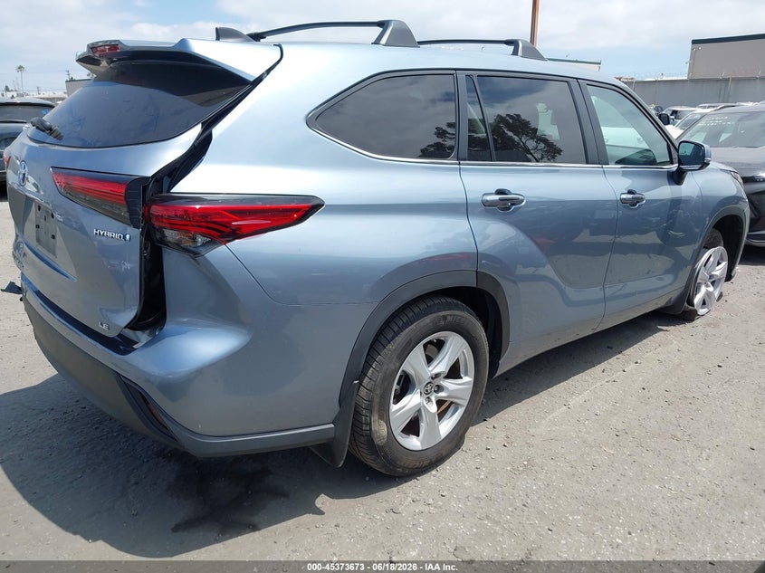 Vin: 5tdzarah1ps526125, lot: 45871659, toyota highlander hybrid le 20234