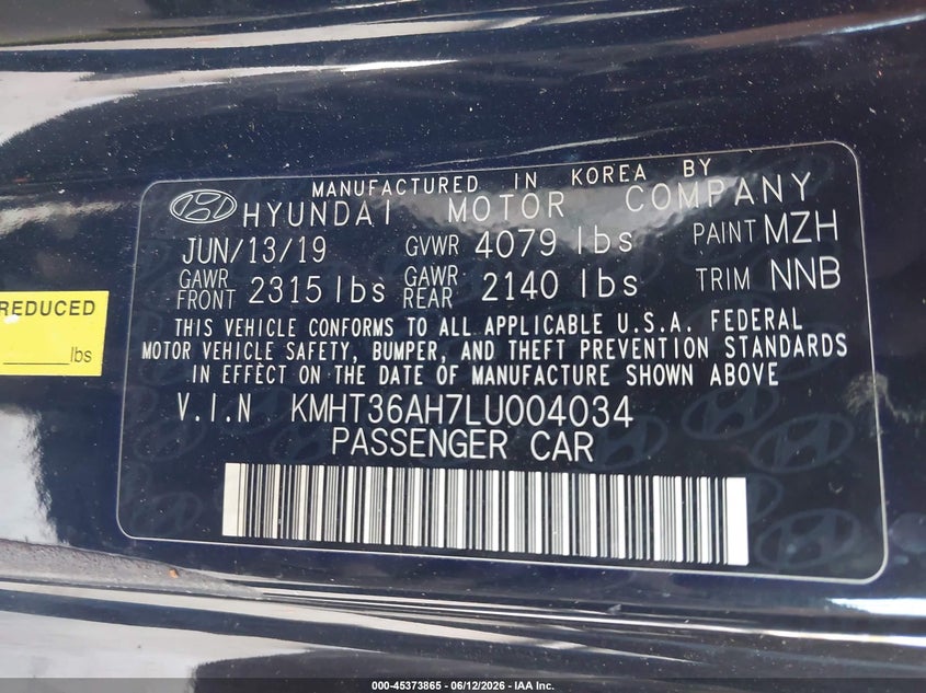 VIN KMHT36AH7LU004034 2020 HYUNDAI VELOSTER N