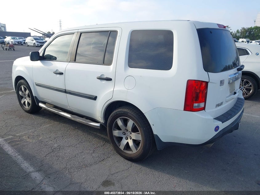 Vin: 5fnyf3h22db009265, lot: 45871920, honda pilot lx 20133