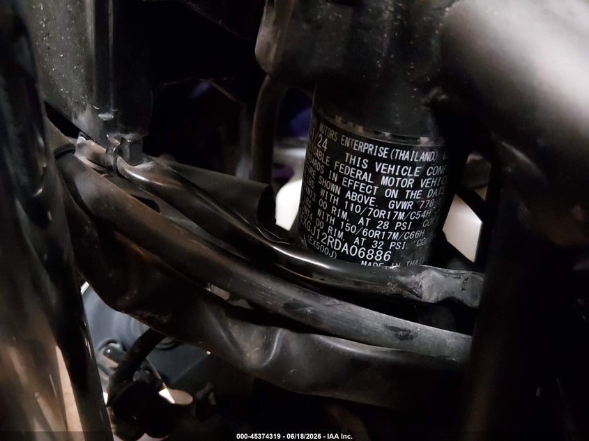 2024 Kawasaki Ex500 A/B VIN: ML5EXGJ12RDA06886 Lot: 45374319
