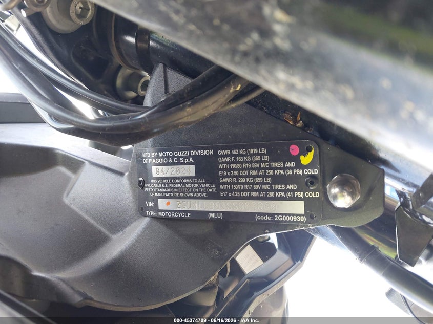 2025 Moto Guzzi V85 Tt VIN: ZGUMLUB03SS000060 Lot: 45374709