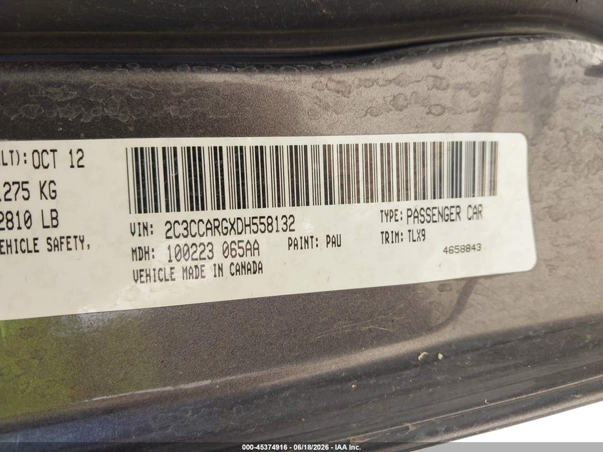 2013 Chrysler 300 Motown VIN: 2C3CCARGXDH558132 Lot: 45374916