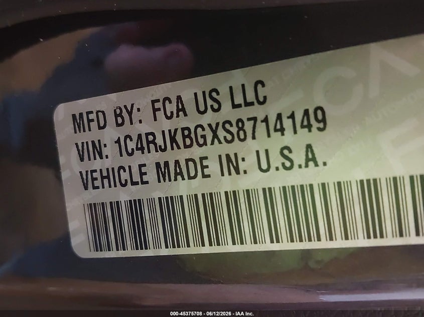JEEP GRAND CHEROKEE L 2025 VIN 1C4RJKBGXS8714149