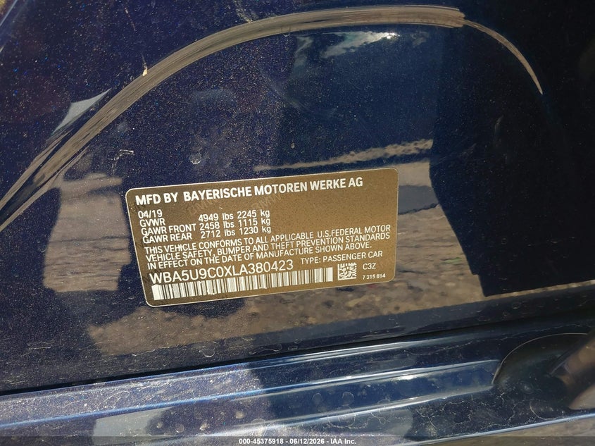2020 BMW M340I M340I xDrive VIN: WBA5U9C0XLA380423 Lot: 45375918