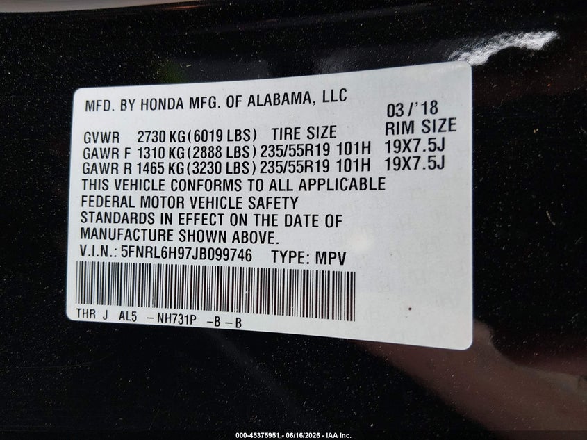 2018 HONDA ODYSSEY ELITE — Photo 9