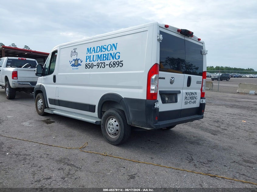 Vin: 3c6lrvvg7pe559382, lot: 45874100, ram promaster 2500 low roof 136 wb 20233