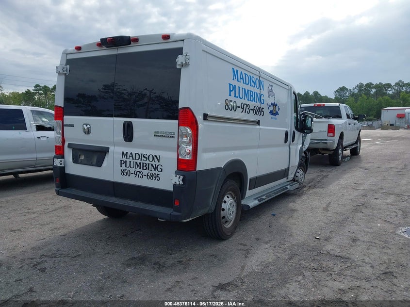 Vin: 3c6lrvvg7pe559382, lot: 45874100, ram promaster 2500 low roof 136 wb 20234