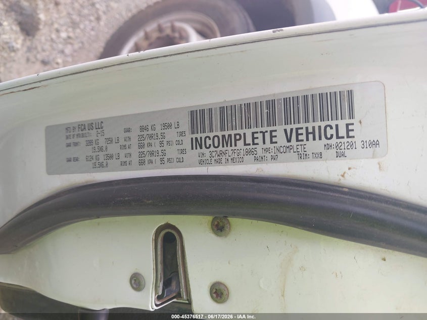 2015 Ram 5500 Chassis Tradesman/Slt/Laramie VIN: 3C7WRNFL7FG618065 Lot: 45376517
