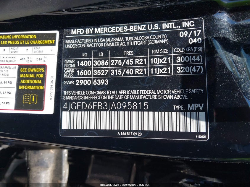 2018 Mercedes-Benz Amg Gle 43 Coupe 4Matic VIN: 4JGED6EB3JA095815 Lot: 45376523