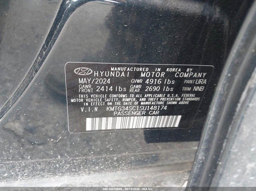 2025 Genesis G70 2.5T Awd VIN: KMTG34SC1SU148174 Lot: 45376646