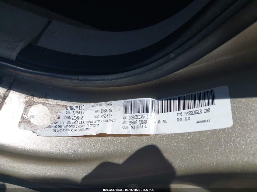 2010 Chrysler Sebring Touring VIN: 1C3BC5EDXAN116338 Lot: 45376844