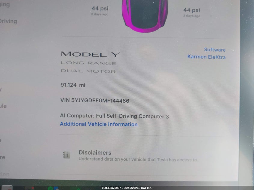 2021 TESLA MODEL Y auction photo 7
