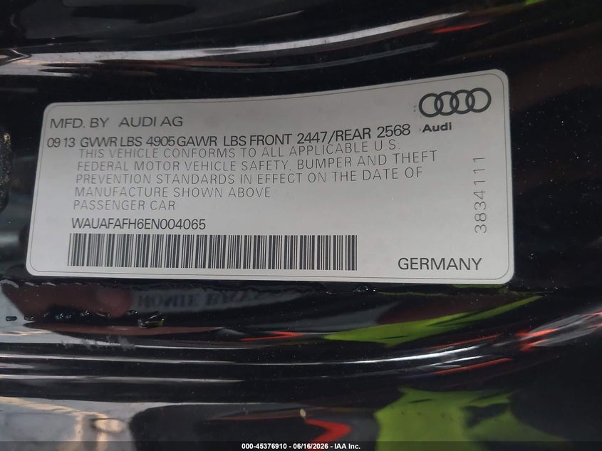 2014 Audi A5 2.0T Premium VIN: WAUAFAFH6EN004065 Lot: 45376910