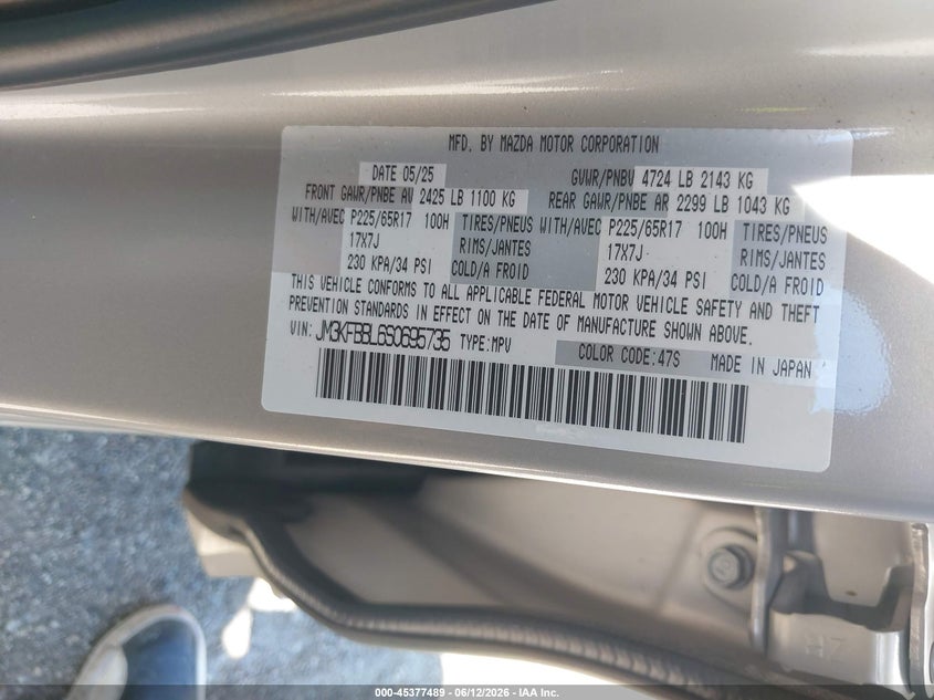 2025 MAZDA CX-5 SPORT UTILITY VEHICLE 2.5L I-4 DI, DOHC, VVT, 187HP