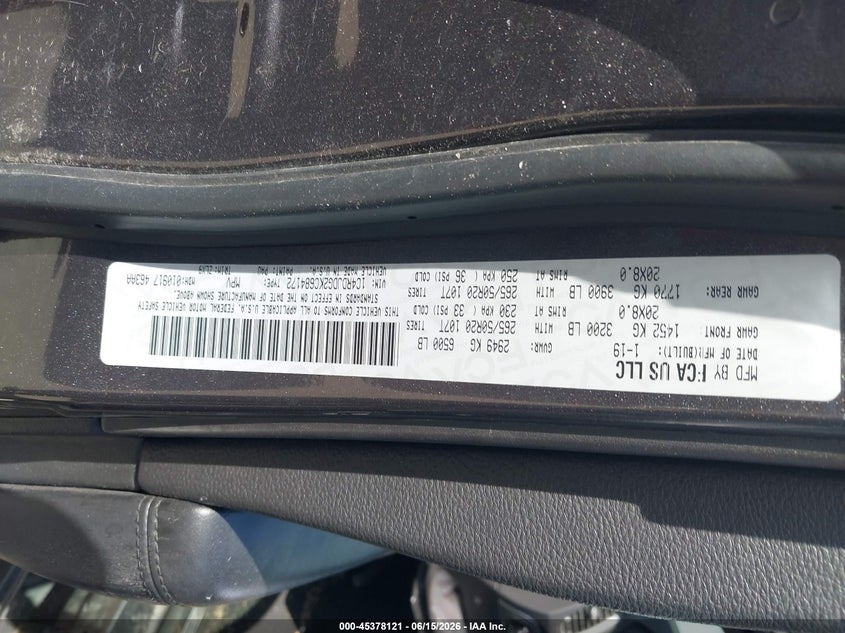 DODGE DURANGO 2019 VIN 1C4RDJDG2KC684172