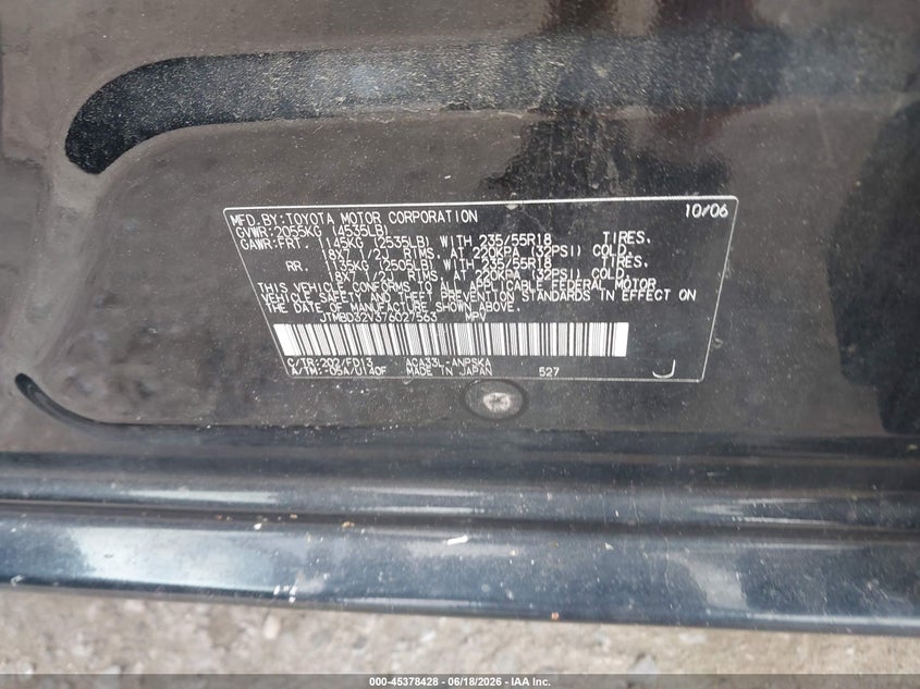 2007 TOYOTA RAV 4 SPORT UTILITY VEHICLE 2.4L I-4 DOHC, VVT, 166HP