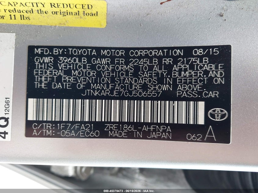 2016 Scion Im VIN: JTNKARJE7GJ506557 Lot: 45378473