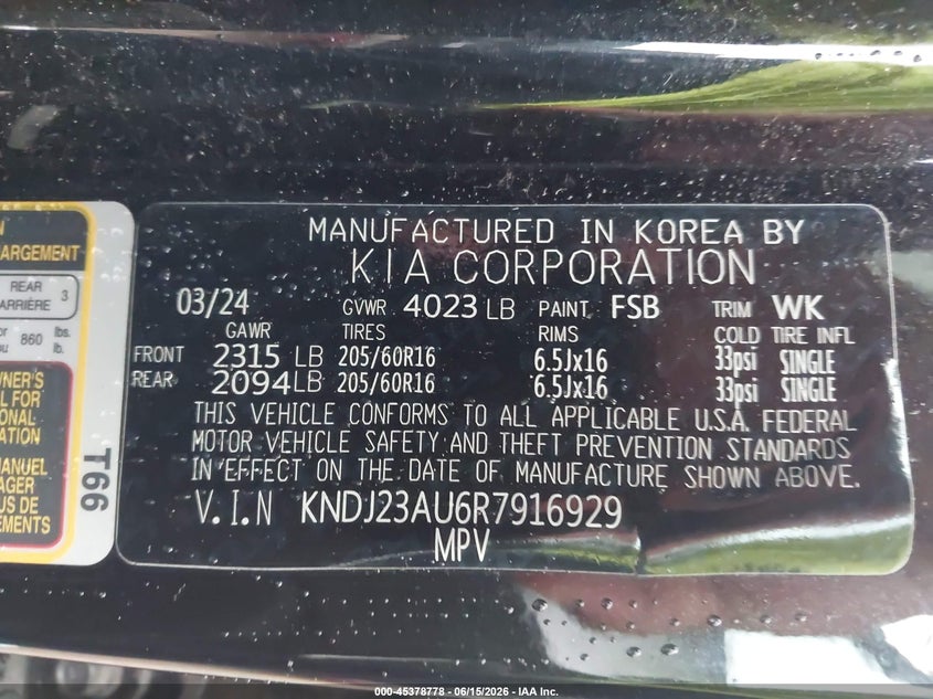 KIA SOUL 2024 VIN KNDJ23AU6R7916929