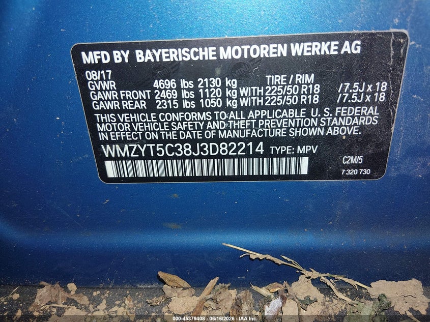 2018 Mini Countryman Cooper S VIN: WMZYT5C38J3D82214 Lot: 45379408