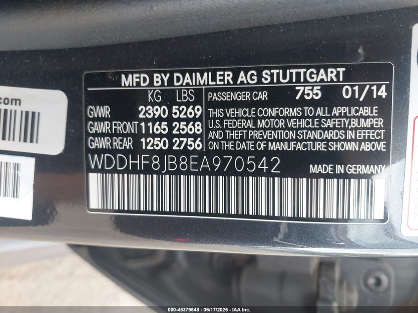 2014 Mercedes-Benz E 350 4Matic VIN: WDDHF8JB8EA970542 Lot: 45379648