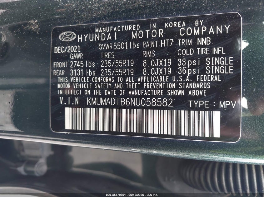 2022 Genesis Gv70 2.5T Awd VIN: KMUMADTB6NU058582 Lot: 45379661