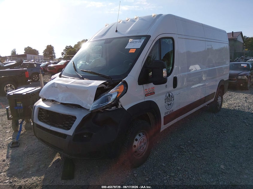 Vin: 3c6lrvdg3me509494, lot: 45877724, ram promaster 2500 high roof 159 wb 20212