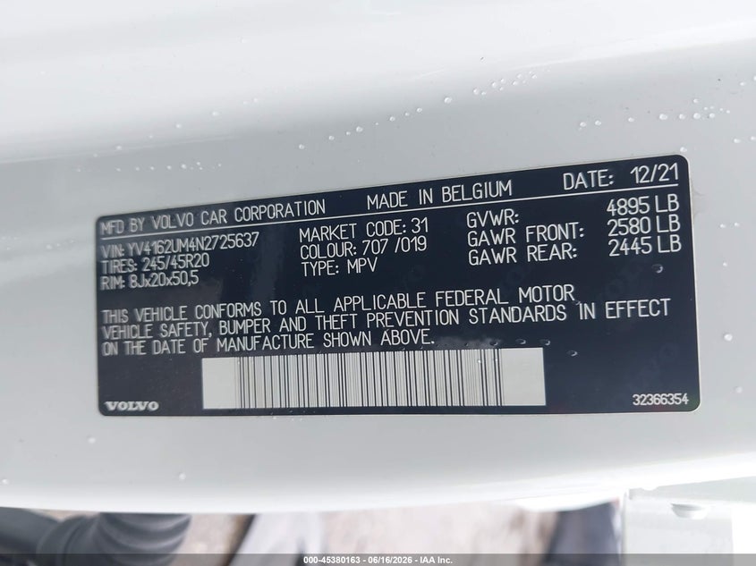 2022 Volvo Xc40 T5 R-Design VIN: YV4162UM4N2725637 Lot: 45380163