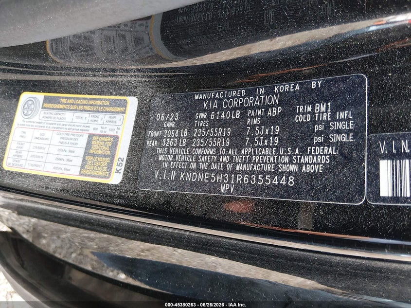 2024 Kia Carnival Mpv Sx VIN: KNDNE5H31R6355448 Lot: 45380263