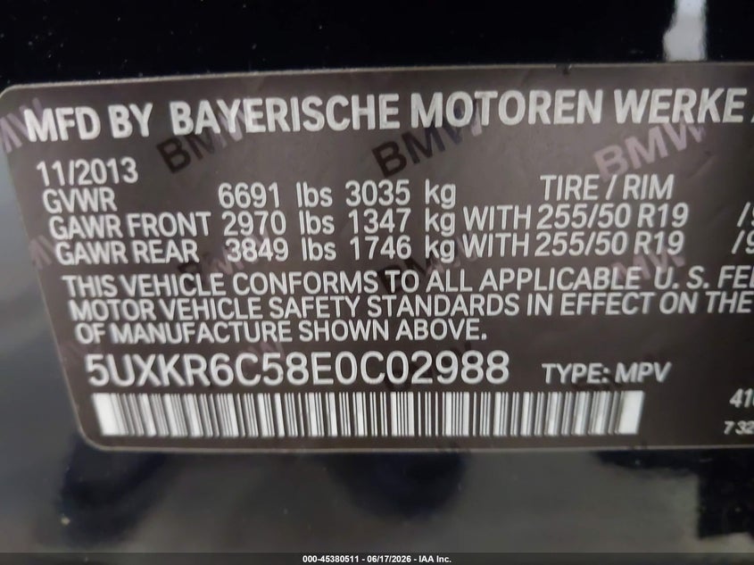 2014 BMW X5 SPORT UTILITY VEHICLE 4.4L V-8 DI, DOHC, VVT, TURBO, 445HP