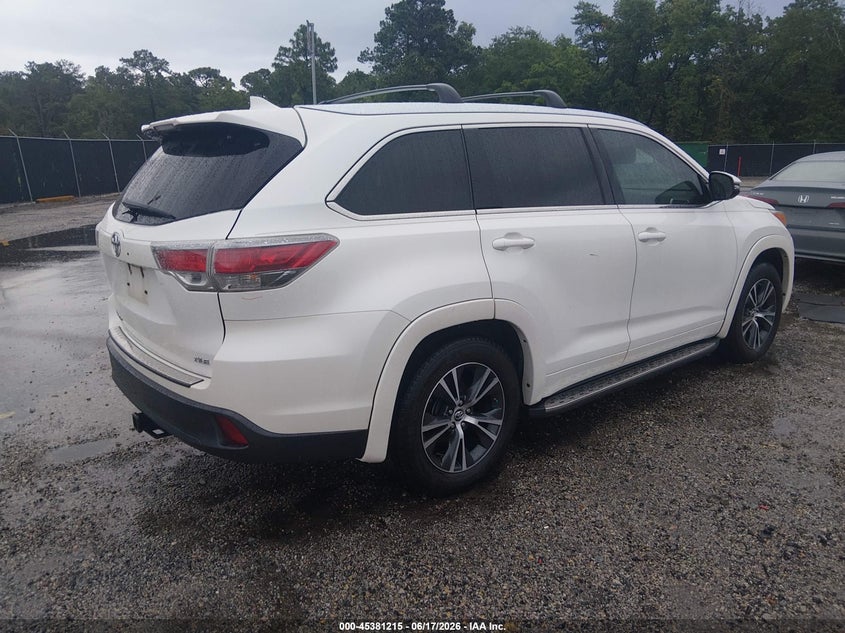 Vin: 5tdkkrfh5gs129153, lot: 45879211, toyota highlander xle v6 20164