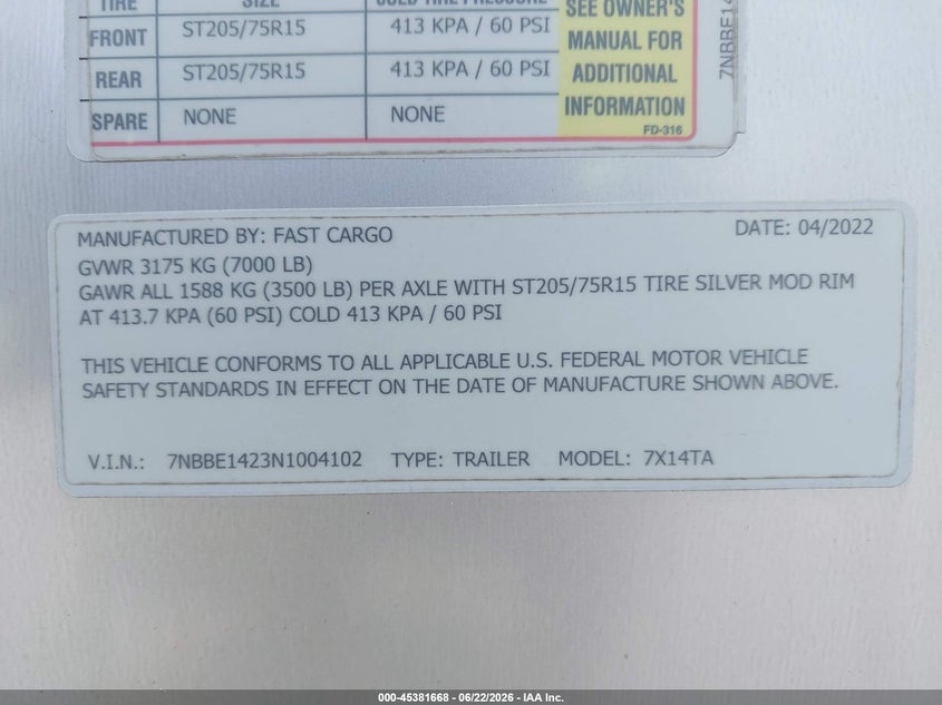 2022 OTHER UTILITY TRAILER MFG OTHER TRAILER N/A