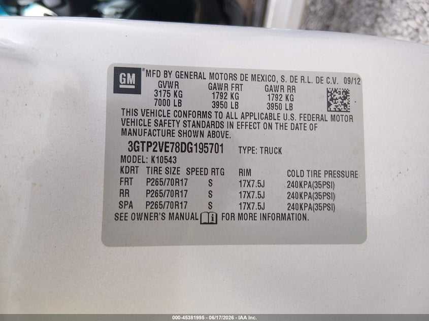 2013 GMC SIERRA TRUCK 5.3L V-8 VVT, 315HP