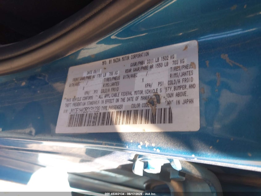 2011 Mazda Mazda2 Touring VIN: JM1DE1HY0B0131239 Lot: 45382134