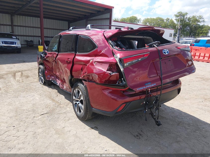 Vin: 5tdgbrch1ms532472, lot: 45880563, toyota highlander hybrid xle 20213