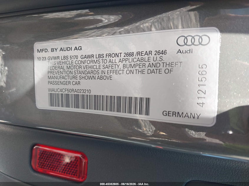 2024 Audi S5 Sportback Premium Plus Tfsi Quattro Tiptronic VIN: WAUC4CF50RA023210 Lot: 45382605