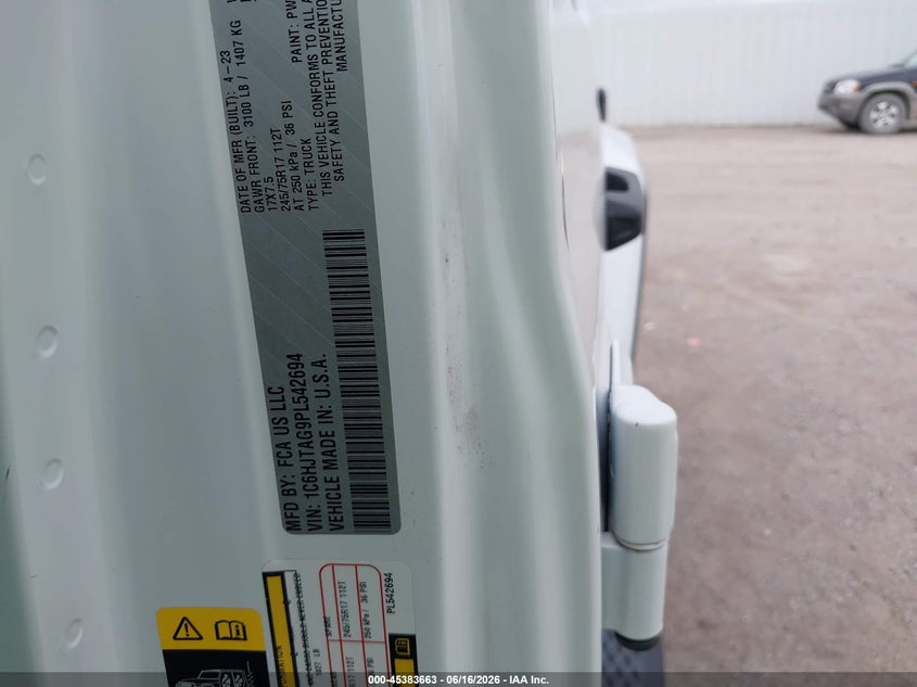 2023 Jeep Gladiator Sport S 4X4 VIN: 1C6HJTAG9PL542694 Lot: 45383663