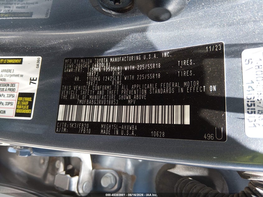 2024 Toyota Corolla Cross Hybrid Xse VIN: 7MUFBABG3RV018853 Lot: 45383981