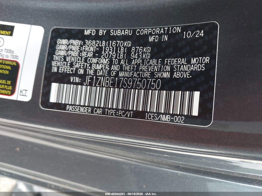 2025 Toyota Gr86 Premium VIN: JF1ZNBE17S9750750 Lot: 45384383