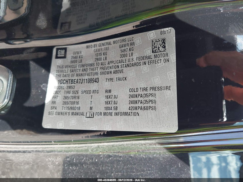 2018 CHEVROLET COLORADO auction photo 5